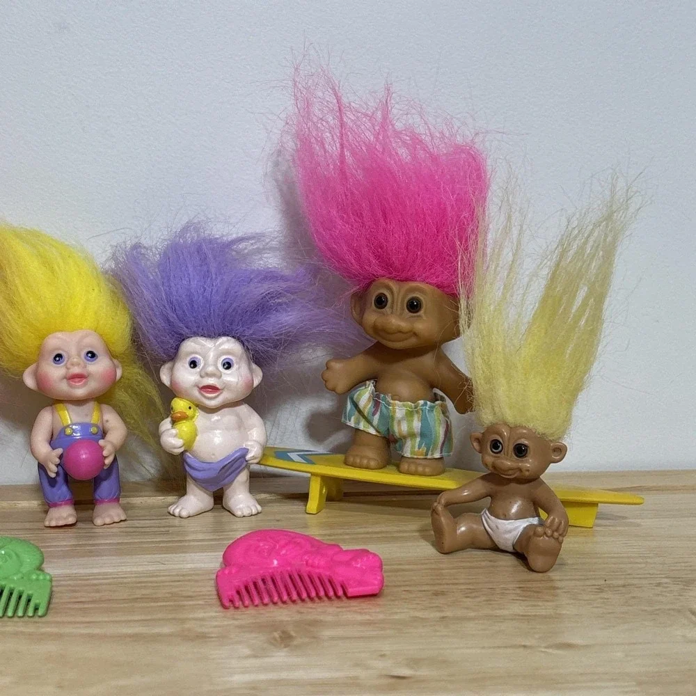 Vintage 90s Troll Dolls Lot Of 6 Various Types 2 Combs Surfer Troll READ